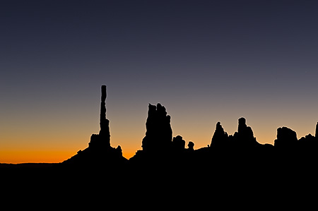 Almost Sunrise at the Totem Pole and Five Fingers, Monument Valley, AZ